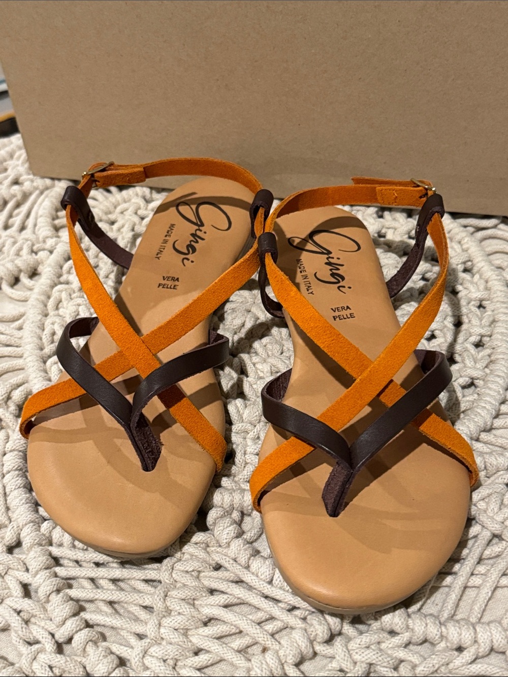 New toe thong leather sandals size 37.